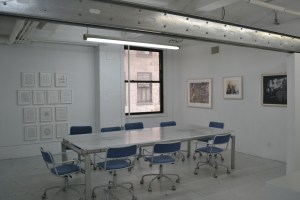 Exhibition space with "Collaborations" show on the walls